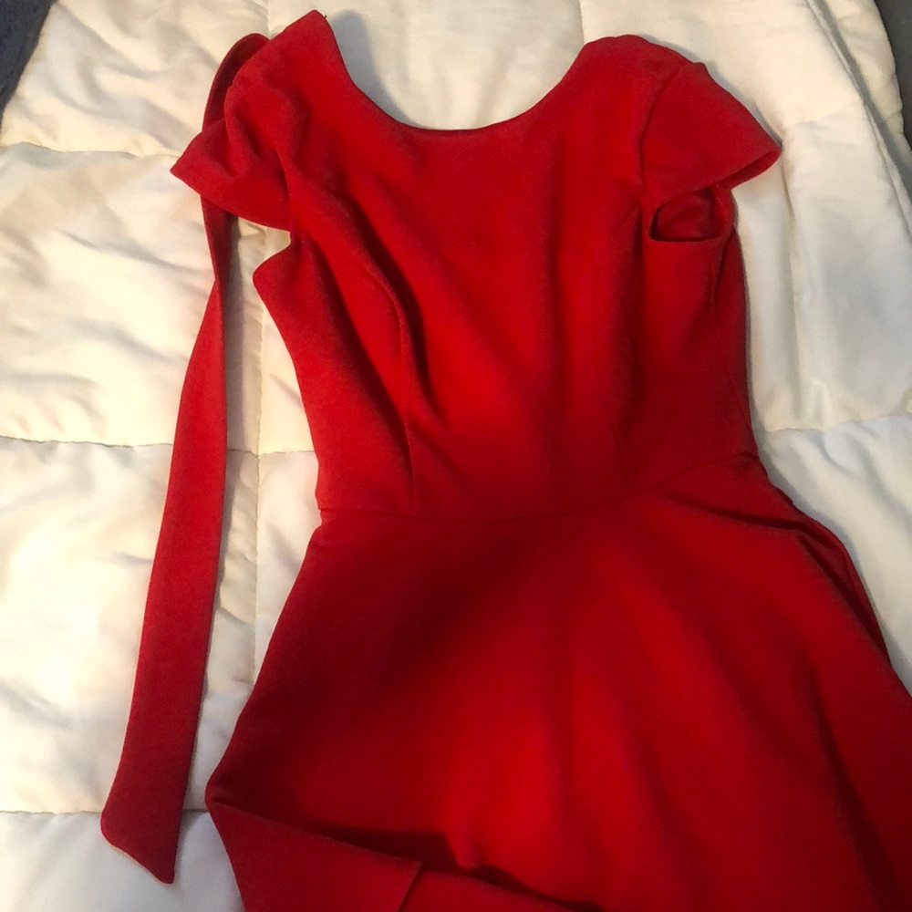 Red peplum dress